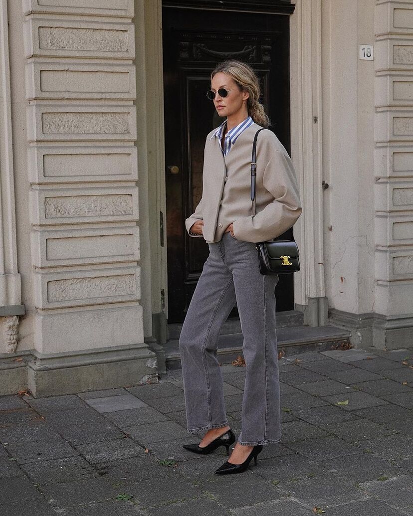 pantalon gris de vestir con que combina